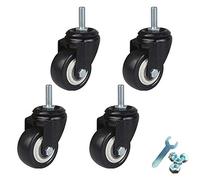 castor wheel, Pack Of 4 Black Threaded Stem Swivel Caster Wheels 50mm PU Multiple Sizes 140kg Load(Universal,M10)