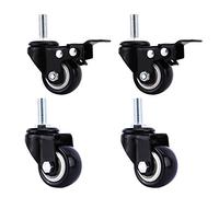 castor wheel, Swivel Casters Threaded Stem PU Wheels Black Multiple Sizes Pack Of 4 For Industrial Use(Brake+universal,M8)