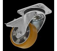 Sealey Swivel Plate Total Lock Castor Polyurethane 125mm