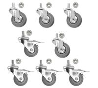 Castor Wheel Trolley 50mm M10 Threaded Swivel Braked 8 x Caster Wheels + Nuts