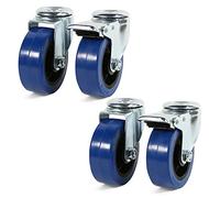 Castor Wheels 100mm Heavy Duty Rubber 360 Swivel Trolley Caster Brake Wheels (2 of each wheel type (4 wheels))