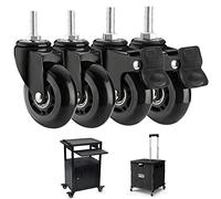 Castor wheels 3"/75mm Silent PU Swivel Castors Wheels for Office Chairs, M8x25mm, Stem Casters Without Brake, Replacement for Hard Floor Universal Swi(2 Braked+2 Swivel,M8*25mm)