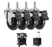 Castor wheels 3"/75mm Silent PU Swivel Castors Wheels for Office Chairs, M8x25mm, Stem Casters Without Brake, Replacement for Hard Floor Universal Sw(4 Braked,M8*25mm)