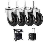 Castor wheels 3"/75mm Silent PU Swivel Castors Wheels for Office Chairs, M8x25mm, Stem Casters Without Brake, Replacement for Hard Floor Universal Sw(4 Swivel,M10*25mm)