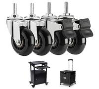 Castor wheels 3"/75mm Silent PU Swivel Castors Wheels for Office Chairs, M8x25mm, Stem Casters Without Brake, Replacement for Hard Floor Universal Sw(2 Braked+2 Swivel,M8*25mm)