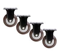 Castor Wheels, 4 Pack Heavy Duty Swivel Castor Wheels Rubber Brake Top Plate 75-125mm 500kg(Directional*4,75mm)