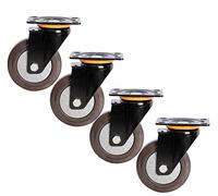 Castor Wheels, 4 Pack Heavy Duty Swivel Castor Wheels Rubber Brake Top Plate 75-125mm 500kg(Swivel*4,125mm)