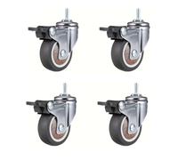 Castor Wheels 4 Pcs 1 Inch Stem Caster Wheels Screw Lever Universal Castors Swivel Stem Wheels With Thread Rods For Carts Furniture Casters Wheels(4 Brake)
