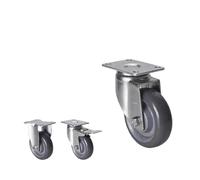 Castor Wheels 4 Pcs Medium-Duty 3" Swivel & Fixed PU Casters With Brake Anti-Slip(Directional wheel)