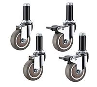 Castor Wheels,4Er Wheels Forniture,Heavy Duty Swiveler Wheels,M12 X 60 Mm Threaded Stem Industrialors,Rubber Replacementer for Restaurant Wagon,Trolley/Brake+Universal/75Mm/3In