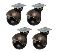 Castor Wheels, 4Pcs Ball Caster Wheels,2" 50mm Nylon Swivel Caster,Antique Replacement Furniture Castors Wheels(Brake+universal) (Bronze)