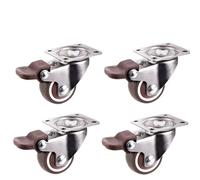 Castor Wheels 4pcs Heavy Furniture Casters Swivel Soft Rubber Universal Mute Wheel For Platform Trolley Chair Household Accessories(A-with brake,1 inch)