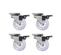 Castor Wheels 4pcs With Brake 2/3 Inch Swivel Caster Wheels Heavy Duty Industrial With M8 X 15mm Threaded Stem No Noise PU For Carts Workbench