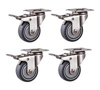 Castor Wheels 4X Heavy Duty Swivel For Furniture & Trolleys 40Mm Tpr Replacement Caster With Stainless Steel Brakes Ideal For Smooth Mobility And Durability