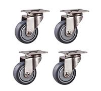 Castor Wheels 4X Heavy Duty Swivel Trolley 50Mm Stainless Steel Plate Casters With Tpr Ideal For Furniture Replacement Universal Fit Smooth Movement