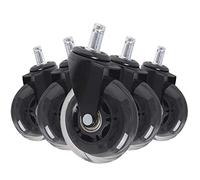 Castor Wheels, 5pcs Office Chair Castor Wheels 75mm Threaded Stem M10 M12 Swivel Brake(Swivel,M12)