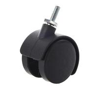 Castor Wheels 6mm Threaded Stem 40mm Dual Wheel Rotatable Caster Black