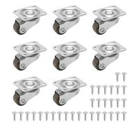 Castor Wheels, 8 Pack 0.5inch Mini Small Wheels for Kitchen Appliances Low Profile 360°Swivel Trolley Wheel Rubber Silent Casters for Furniture, DIY Project, Luggage, Mobile Tray, Small Appliances