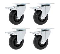 Castor wheels Castor Wheels,Furniture Castors,No Noise,Replacement for Carts,Workbench,Trolley,Double Bearing,Set of 4(Brake,75mm)