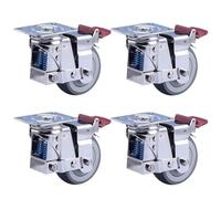 Castor Wheels For Home Double Spring Shock Absorbing Trolley Casters Silent Rubber Belt Brake Caster Wheels 4Pcs Universal Castors(4inch)