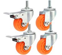 Castor Wheels Furniture Casters Thread M12 Office Chair 3'' / 100Mm / 5 Inch With Brake Industrial Heavy Duty Casters Silent Pu 300Kg Plate Swivel For Workbench 4 Pcs