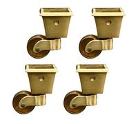 Castor Wheels,Heavy Castor Wheels-4pcs Solid Brass Caster Wheels,Square-Cup Swivel Furniture Castor, Load Capacity 150kg,with Screws,Wheel Diameter 1.25in/32mm, Suitable