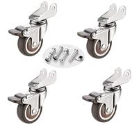 Castor Wheels Heavy Duty 1.5"/2" Swivel Caster for Cribs,with P-Type Bracket,Rubber Furniture with Brakes,Silent,Foldable,Ball Bearings,Capacity 80kg,Set of 4,with Screws