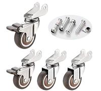 Castor Wheels Heavy Duty 1.5"/2" Swivel Caster for Cribs,with P-Type Bracket,Rubber Furniture with Brakes,Silent,Foldable,Ball Bearings,Capacity 80kg,Set of 4,with Screws