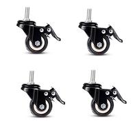 Castor Wheels Heavy Duty 4 Pieces 2 Inch Threaded Stem Mount Industrial SRotating PolyurethaneFurniture CastersWith Brake Load Bearing 150KgFor Furniture CartDesk((M10)