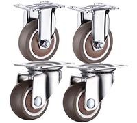Castor Wheels Heavy Duty 4 Plate Swivel Caster WheelsCastor with BrakesSoft Rubber Furniture Caster360° Mounting Top PlateCapacity 120kgfor HardwoodCarpetswith Screws and Ba