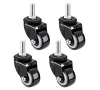 Castor Wheels Heavy Duty 50mm Swivel Stem Caster for Furniture,Bolt | M8,M10,M12 X25mm,360° Black With Brake,Heavy Rubber Replacement Castor,4 Pcs Load Bearing 15