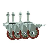 Castor Wheels，Heavy Duty Caster, Stem Casters M16*30/100/150mm,3/4/5inch Heavy Duty Rubber Caster Wheels,Furniture Swivel Castors with Brakes,long Handle,pack of 4,500lb
