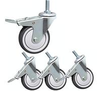 Castor Wheels Heavy Duty Casters 3Inch 75Mm Industrial Silent Tpr Rubber M10 Thread Stem Screw 300Kg With Brake Hospital Factory School Hotel Trolly Artificial Rubber Quiet Rolling 4Pack