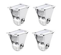 Castor Wheels Heavy Duty, Pack Of 4 Transparent Swivel S For Furniture,Small Moving Caster Trolley Polyurethane Pu,Diameter 35Mm,With Fixing Plate And Ball Bearings,With(Standard)
