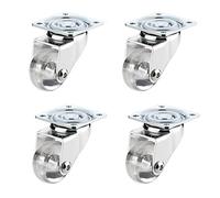 Castor Wheels Heavy Duty, Pack Of 4 Transparent Swivel S For Furniture,Small Moving Caster Trolley Polyurethane Pu,Diameter 35Mm,With Fixing Plate And Ball Bearings,With(Universal)