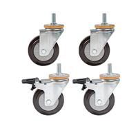 Castor Wheels Heavy Duty Swivel M14/M16 Rotating Threaded Rod With 2 Brakes & 2 No Brakes4In Adjustable Connection For Enhanced Stability And Versatility In Various Applications