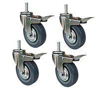 Castor Wheels Heavy Duty Swivel Stem Caster Wheels,Trolley Furniture Castor,Replacement Industrial Casters,Blue,Polyurethane Material,Set of 4,270kg Max Capacity,with Threaded Ste