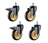 Castor Wheels,Heavy Duty Tpr Swivelor Wheels Trolleyniture Movinger Wheels,Industrial Replacementors,For Carts Workbench,Threaded Stem M12X25Mm,Set of 4/Brake+Universal/75Mm/3In