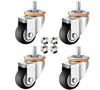 Castor Wheels M10/M12 Threaded Stem Casters 4Pack 2.5" 3" 4" 5" Tpr Rubber With Dual Locking Brakes Replacement Casters For Furniture Carts.