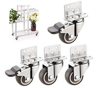 Castor Wheels,Moving Caster Wheels Heavy Duty Swivel Rubber Wheels for Furniture, L-mounting Plate,Suitable for Furniture,Flower Stands,Cribs,Trolley,with Screws,4 Pcs (32mm/1.25in,2brake+2u