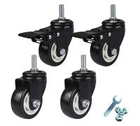 Castor Wheels Office S 4 Pack Casters Trolley Furniture Caster Replacement Swivel Casters Heavy Duty Double Bearing Polyurethane MovingM12X30Mm Threaded Stem S S(Brake+Universal75M