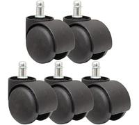 Castor Wheels S,S For Furniture, Heavy Duty Swivel 50Mm Office Chair Roller Set Of 5, Black Mute Swivel 2Inch Plastic Swivel Furniture Chair Caster Wheel