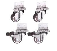 Castor Wheels Silent Soft Rubber Universal Casters With Brakes Non Damaging Floor Wheels For L Shaped Flower Racks Cribs Multi Purpose(2 brake 2 no brake,1 Inch)