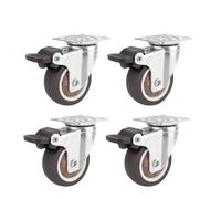 Castor Wheels Soft Rubber Wheel 4Pcs Furniture Caster 1/2 Inches Roller Wheel For Platform Trolley Chair Accessory Universal Swivel Caster Casters Wheels(2Inch With Brake)