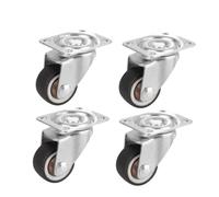 Castor Wheels Soft Rubber Wheel 4Pcs Furniture Caster 1/2 Inches Roller Wheel For Platform Trolley Chair Accessory Universal Swivel Caster Casters Wheels(1Inch No Brake)