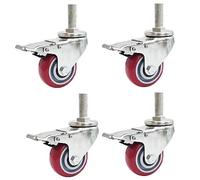 Castor Wheels,Swivel Castor Wheels M20 30/60/100/150mm Threaded Stem Casters 3Inch Heavy Duty Castor Wheels with Brake Red Trolley Wheels Pack of 4 (Color : Swivel, Size : M20*150) (Color : With Brak
