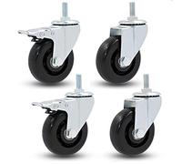 Castor Wheelsor Wheels,Universal Replacement Wheels Workbenchers,Industrialers,Threaded Stem M12X30Mm,Double Bearing,4Pcs/Brake+Universal/75Mm/3In