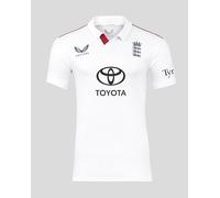 Castore England Cricket Men's ECB Test Replica SS Shirt, White, L