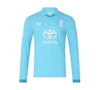 Castore England Cricket Men's ODI Replica Long Sleeve Shirt, Blue Attoll, S