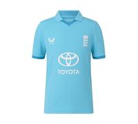 Castore England Cricket Unisex Kids ODI Replica Short Sleeve Shirt, Light Blue Airy Blue, 12-13Y